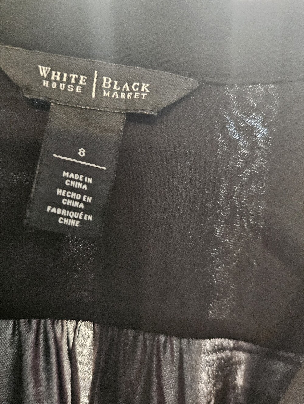 White House Black Market Black Sheer Wrap Blouse - Picture 4 of 5